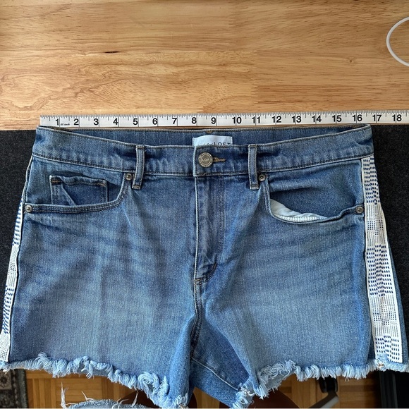 LOFT Jean Shorts with White Embroidered Side Accents, EUC - Picture 7 of 8